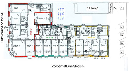 Grundriss der Studentenwohnungen in der Fritz-Reuter-Straße